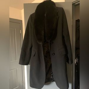 Like New Black Marvin Richards coat with genuine Fox fur lining.